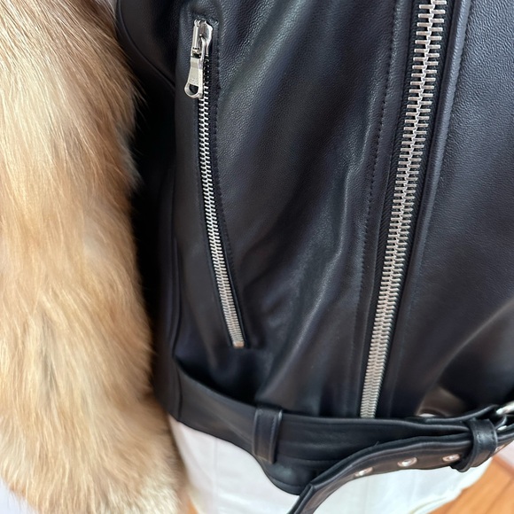 By the Namesake leather jacket with fox fur sleeves - Picture 4 of 17